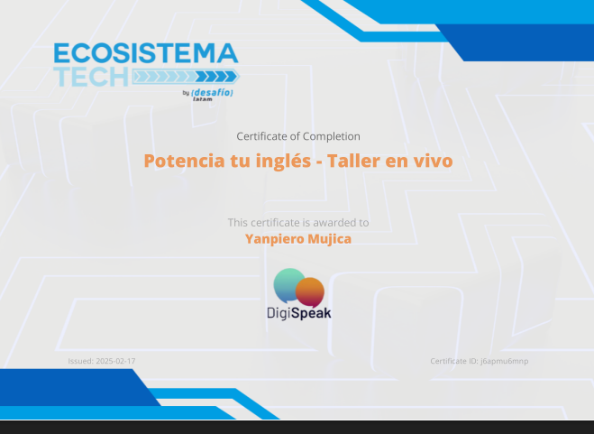Certificado en el taller Potencia tu inglés